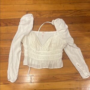 Women's White Puff Sleeve Top